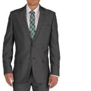 Mens Suit Jacket Apt 9 Black Pindot size 44 Long 2 Button Vented Modern Fit